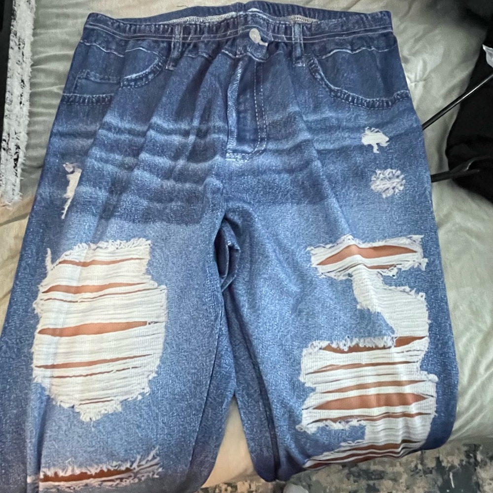 Distressed Blue Jeans leggings